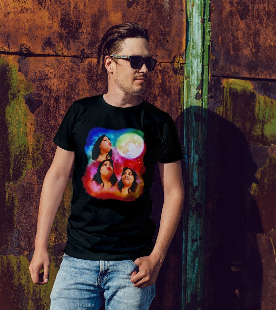 3 Clara Faces Moon Rainbow T-Shirt