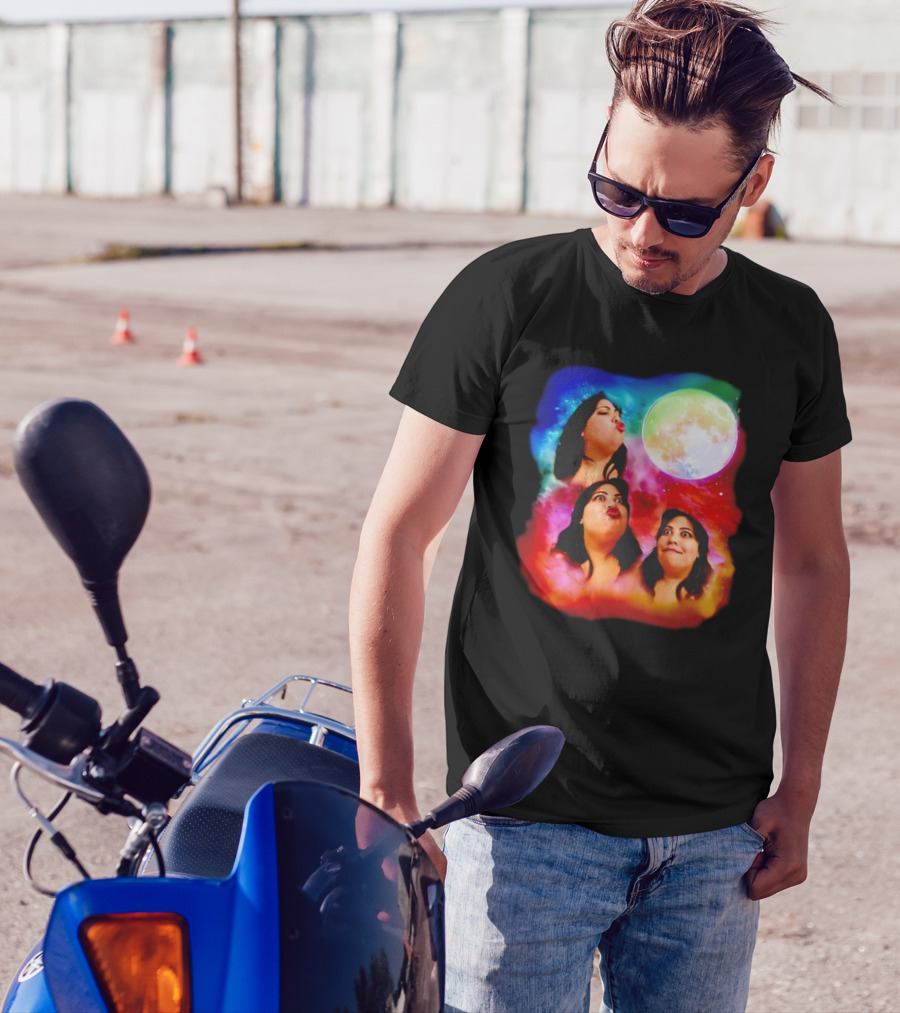 3 Clara Faces Moon Rainbow T-Shirt