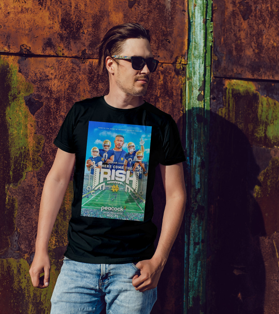 Notre Dame Fighting Irish Peacock Original Here Come The Irish Aug 29 Special Presentation T-Shirt
