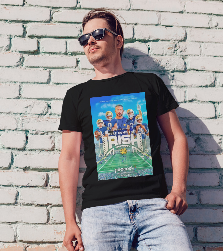 Notre Dame Fighting Irish Peacock Original Here Come The Irish Aug 29 Special Presentation T-Shirt