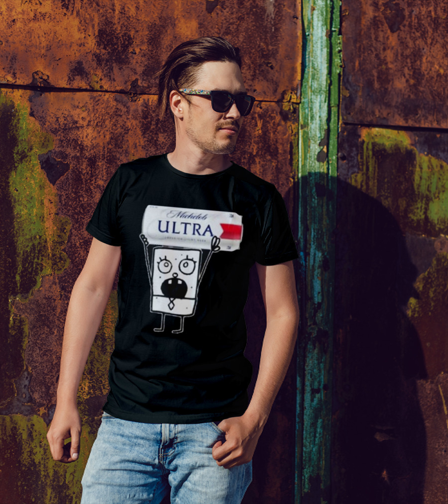 Doodlebob Michelob Ultra Holding Beer Can T-Shirt