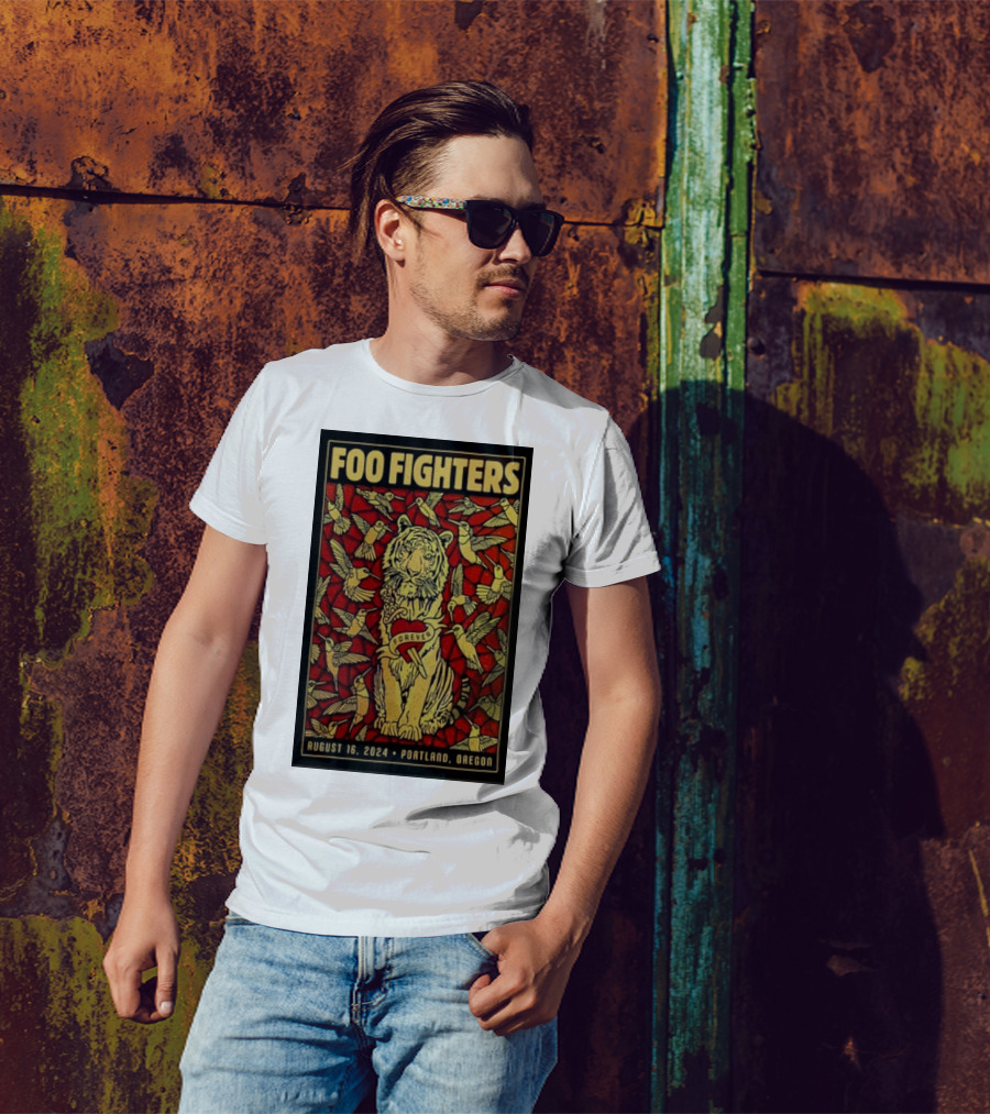 Foo Fighters Forever August 16 2024 Portland Oregon Tiger And Birds T-Shirt