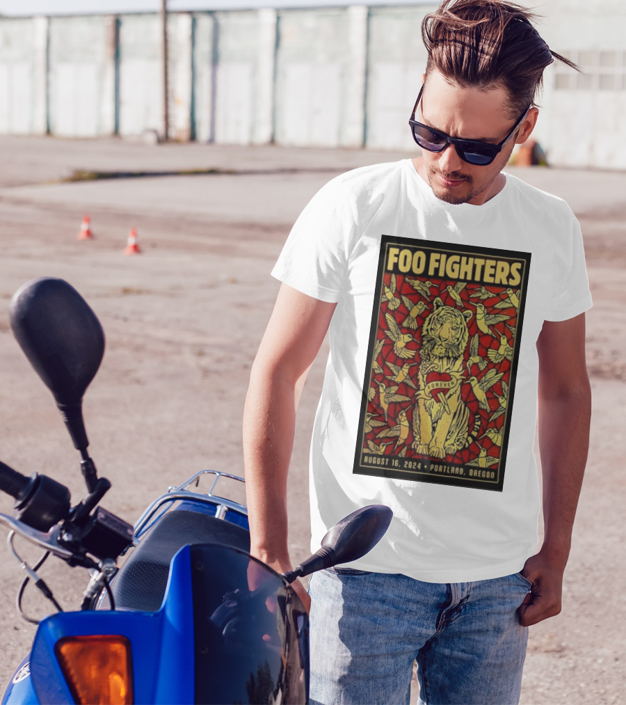 Foo Fighters Forever August 16 2024 Portland Oregon Tiger And Birds T-Shirt