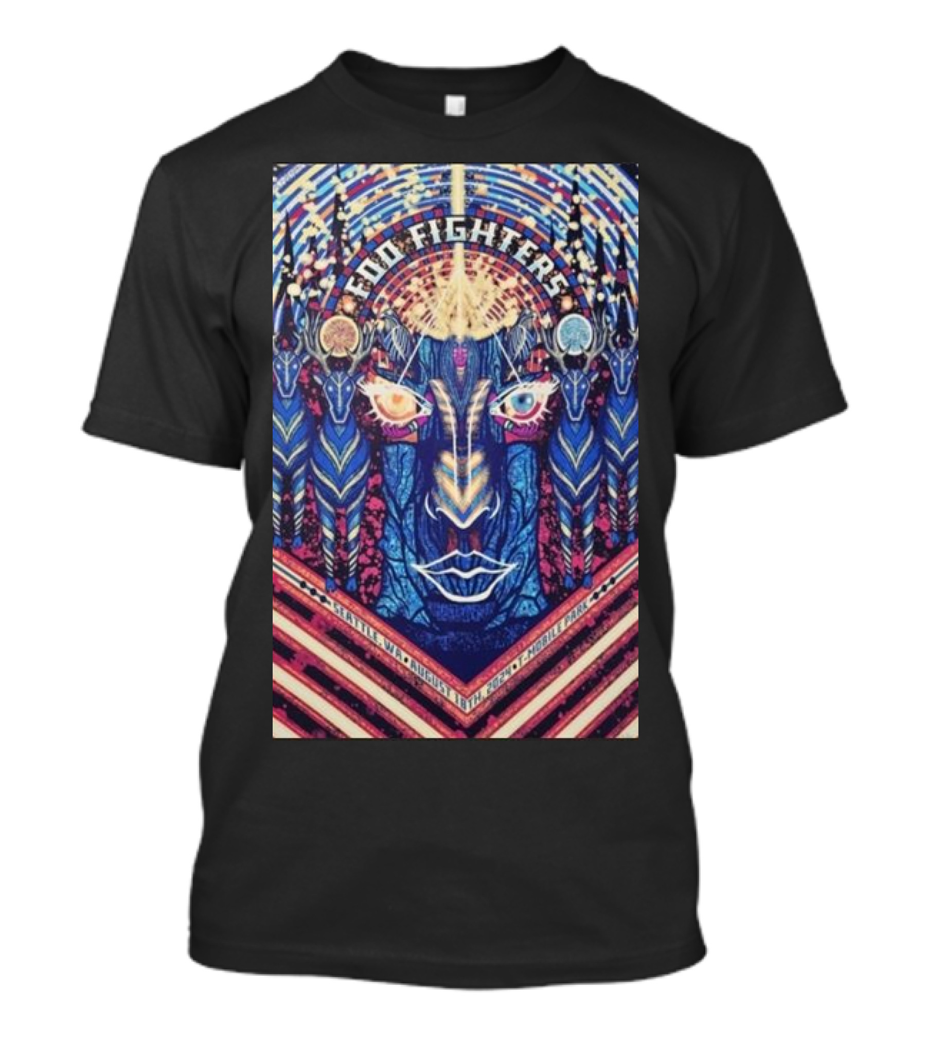 Foo Fighters Vibrant Psychedelic Art T-Mobile Park Aug 18 T-Shirt
