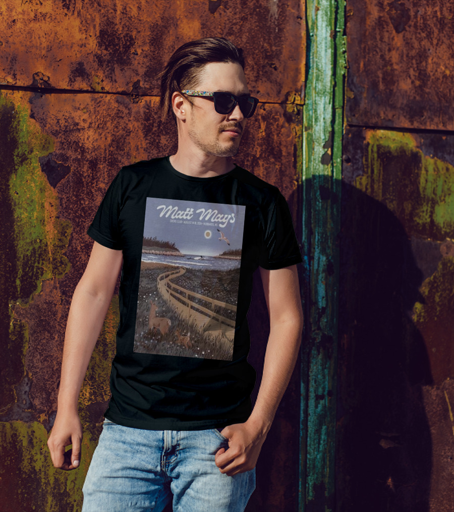 Matt Mays Shore Club August 14-18 2024 Hubbards NS Deer And Boardwalk Ocean Scene T-Shirt