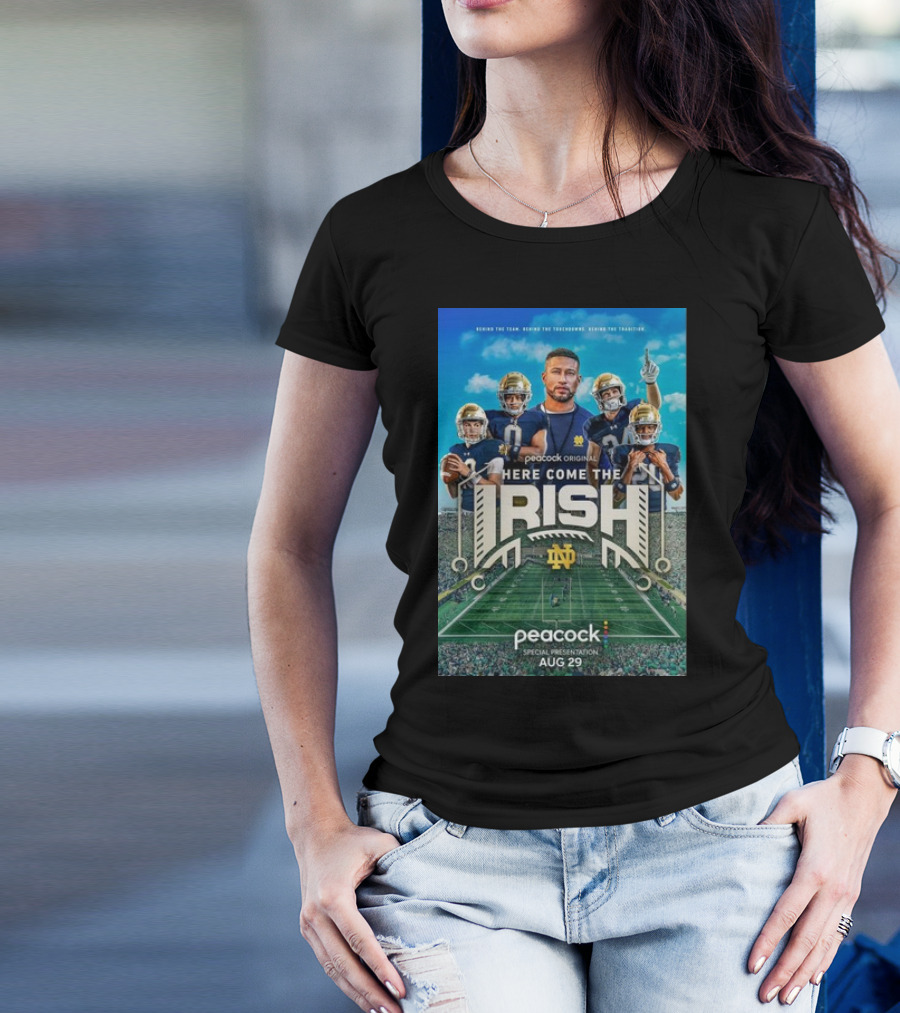 Notre Dame Fighting Irish Peacock Original Here Come The Irish Special Presentation Aug 29 T-Shirt