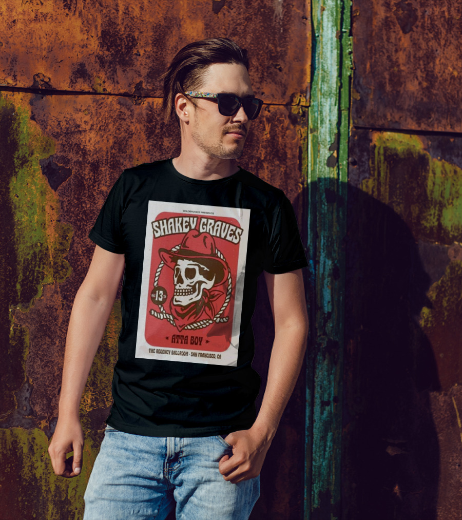 Shakey Graves Atta Boy Tour The Regency Ballroom San Francisco CA August 13 T-Shirt