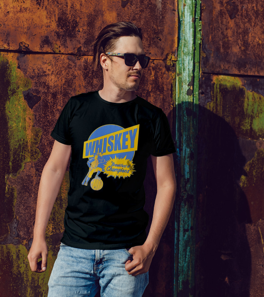 WHISKEY Breakfast Of Champions Baseball Player Drinking T-Shirt