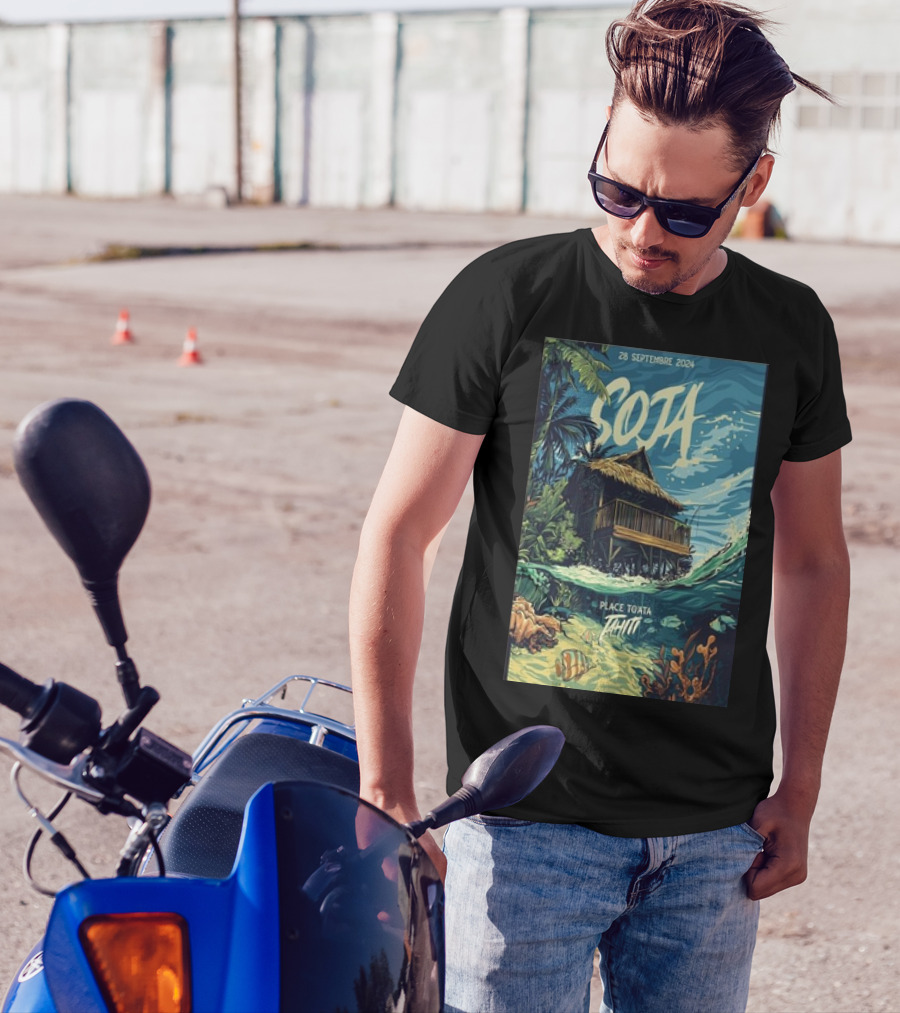 Soja Live At Place To'Ata Tahiti 28 September 2024 Beach Hut And Ocean T-Shirt