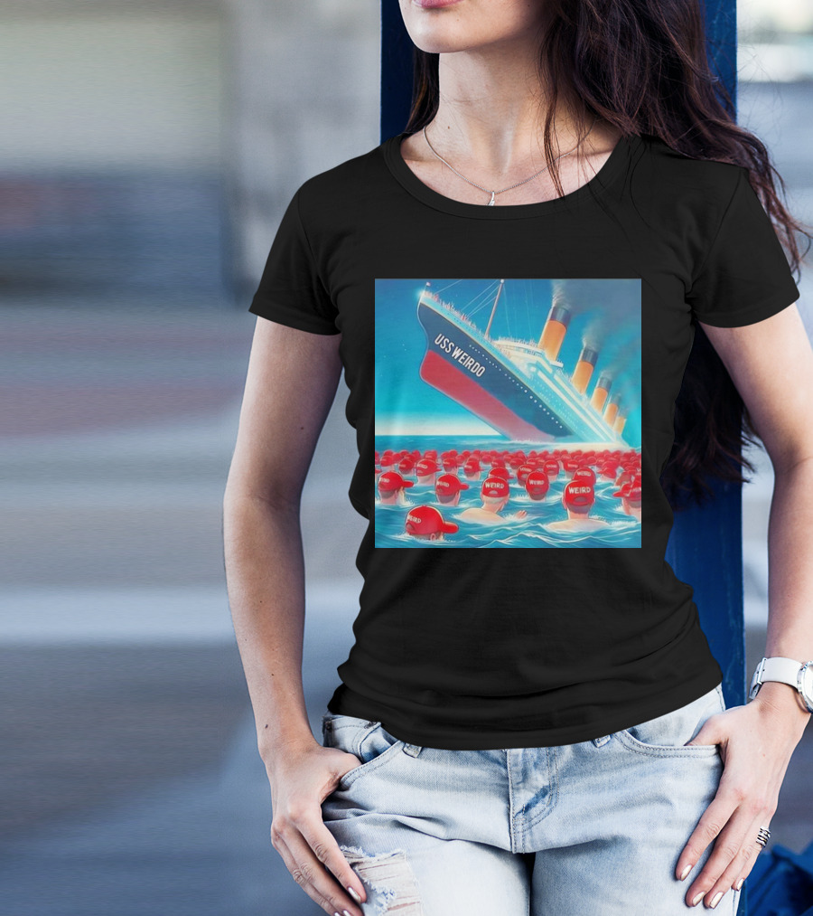 USS Weirdo Sinking With Red Hat Wearers Floating T-Shirt