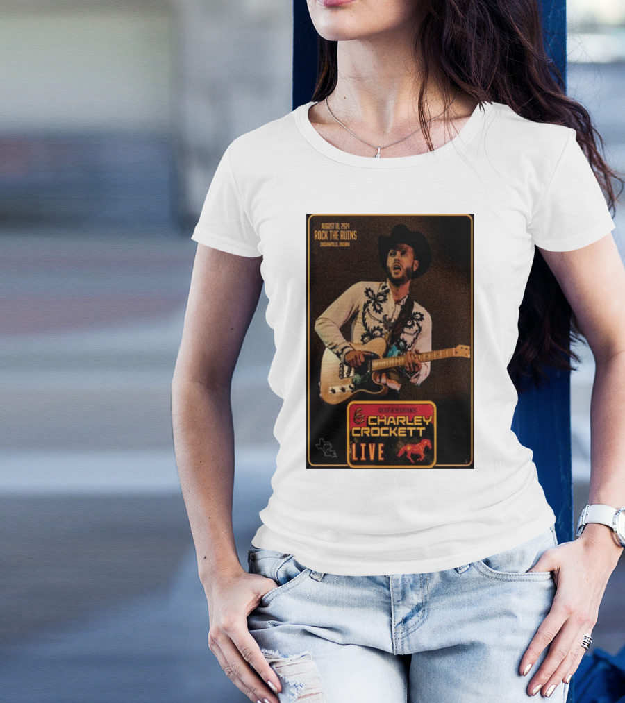 August 18 2024 Charley Crockett Live At Rock The Ruins Indianapolis IN Gulf And Westerns T-Shirt