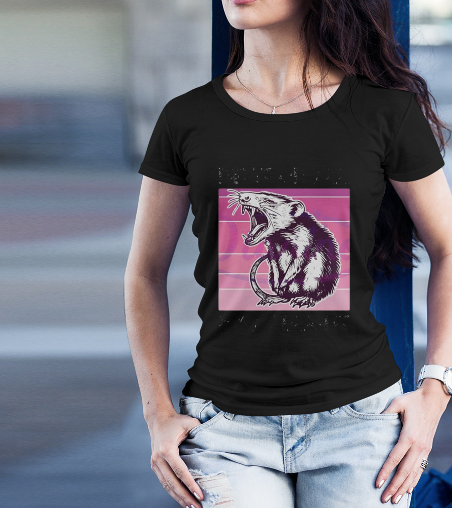 First Of All I’m A Delight Sarcastic Possum Yawning Sketch On Pink T-Shirt