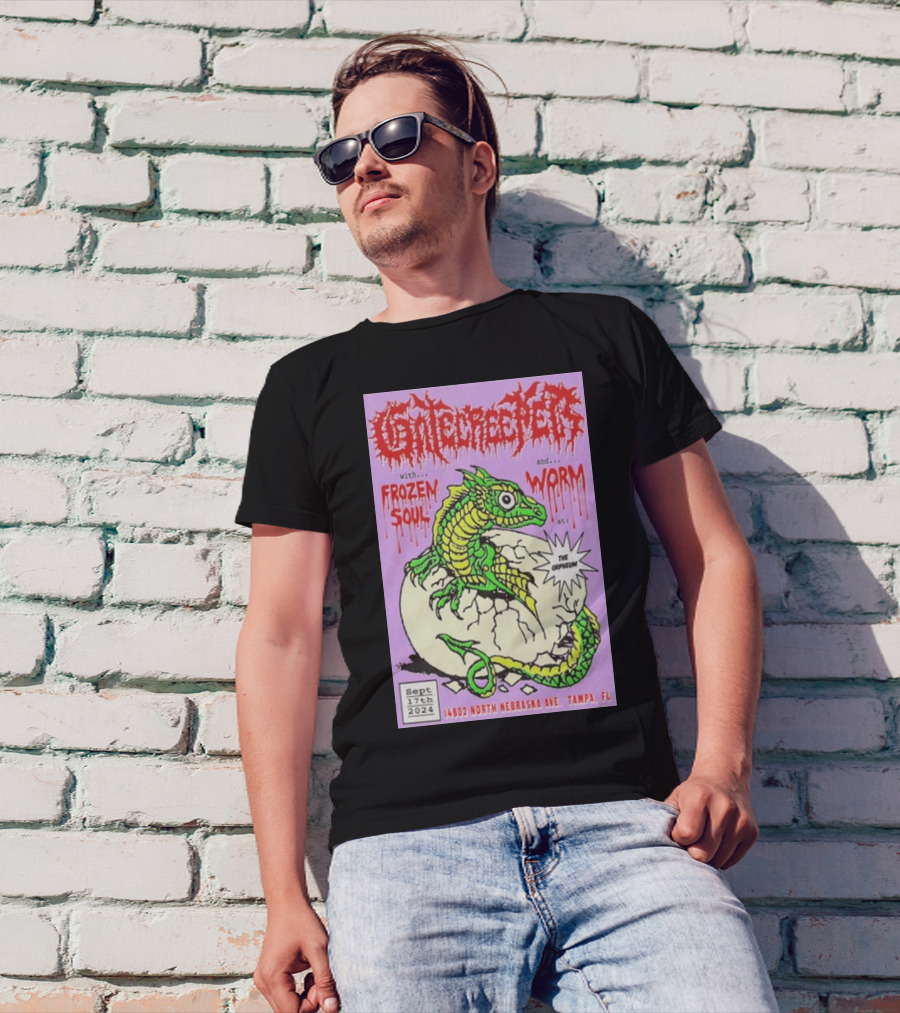 Gatecreeper With Frozen Soul And Worm At The Orpheum Tampa Sep 17th 2024 14602 North Nebraska Ave T-Shirt