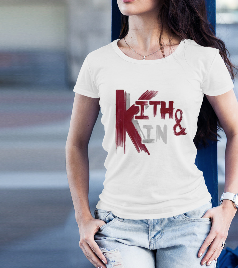 Kith And Kin Bold Red And Gray Text T-Shirt