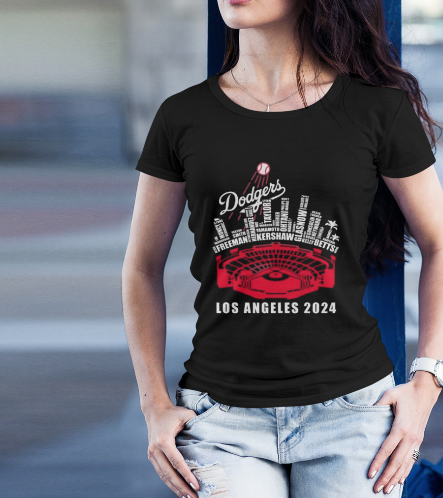 Dodgers Los Angeles 2024 Kershaw Freeman Betts Stadium Names T-Shirt