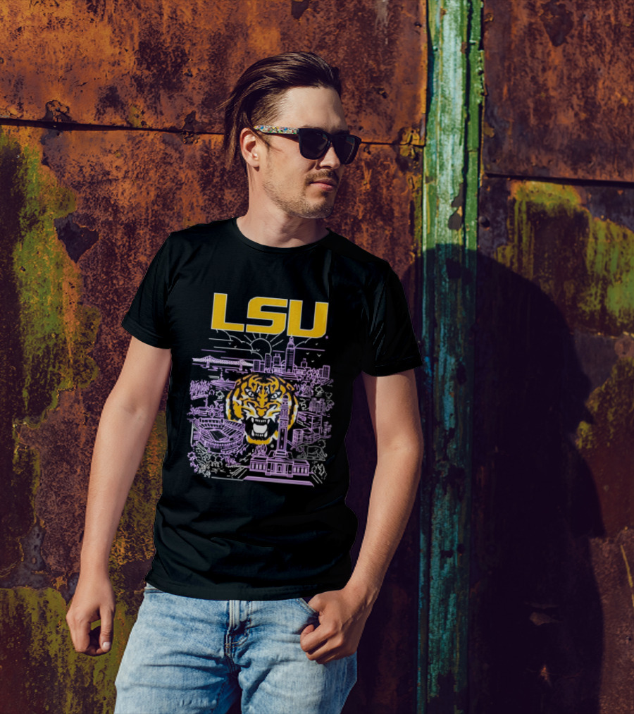 LSU Tigers City Skyline Baton Rouge Tiger T-Shirt