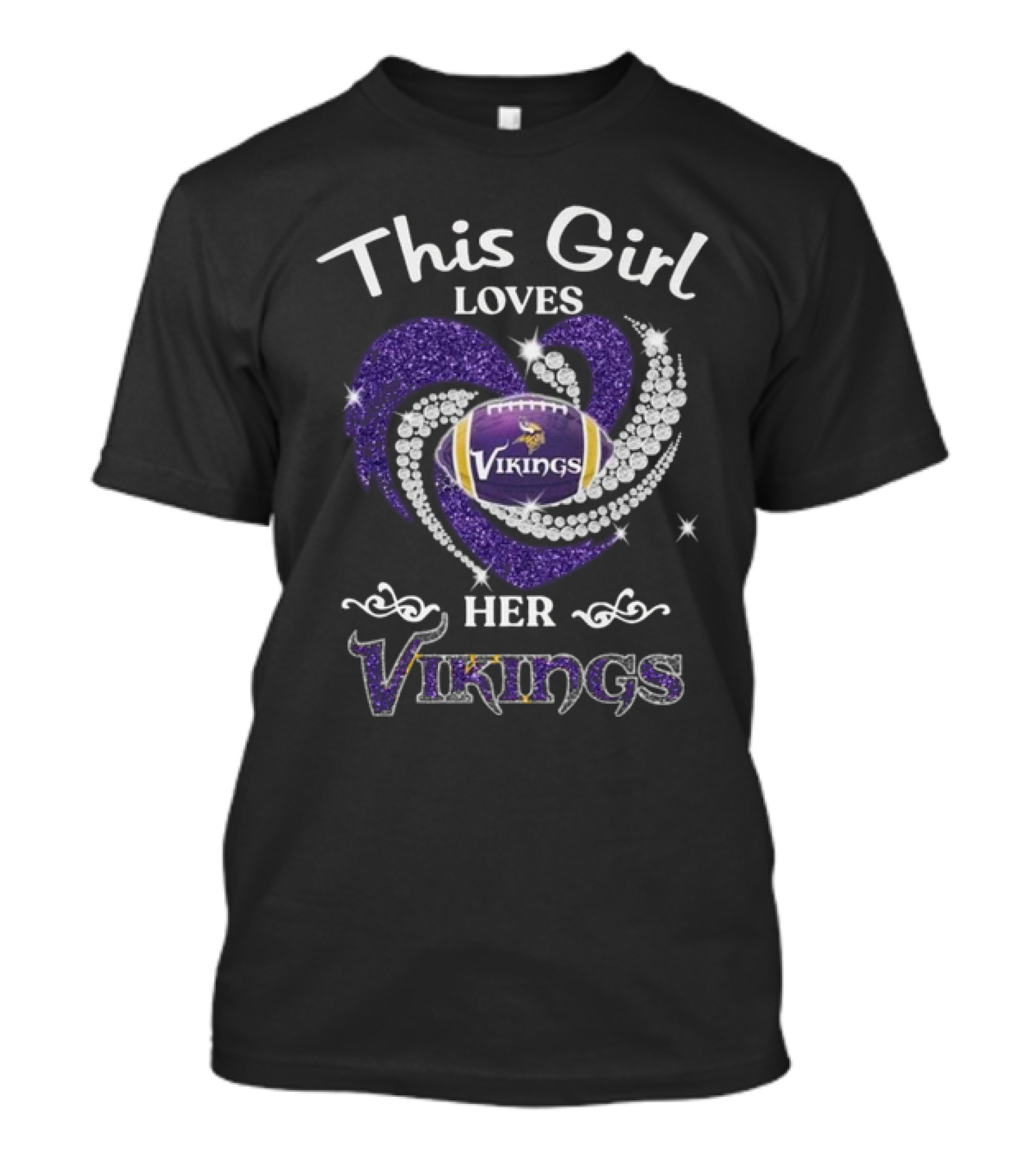 This Girl Loves Her Minnesota Vikings Diamond Heart 2024 Football T-Shirt