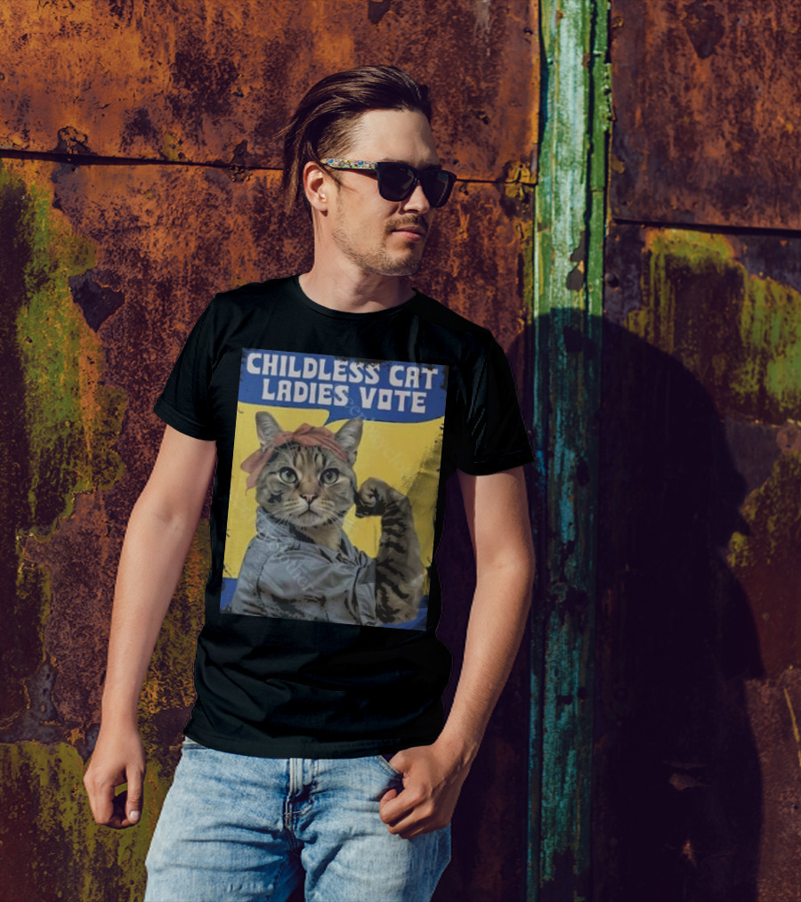 Childless Cat Ladies Vote Rosie The Riveter Cat T-Shirt