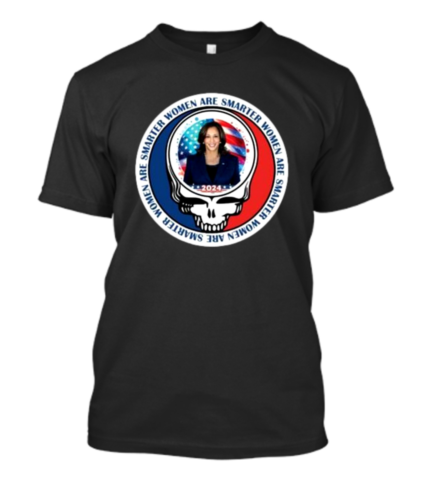 Women Are Smarter Kamala 2024 Deadhead America Flag T-Shirt