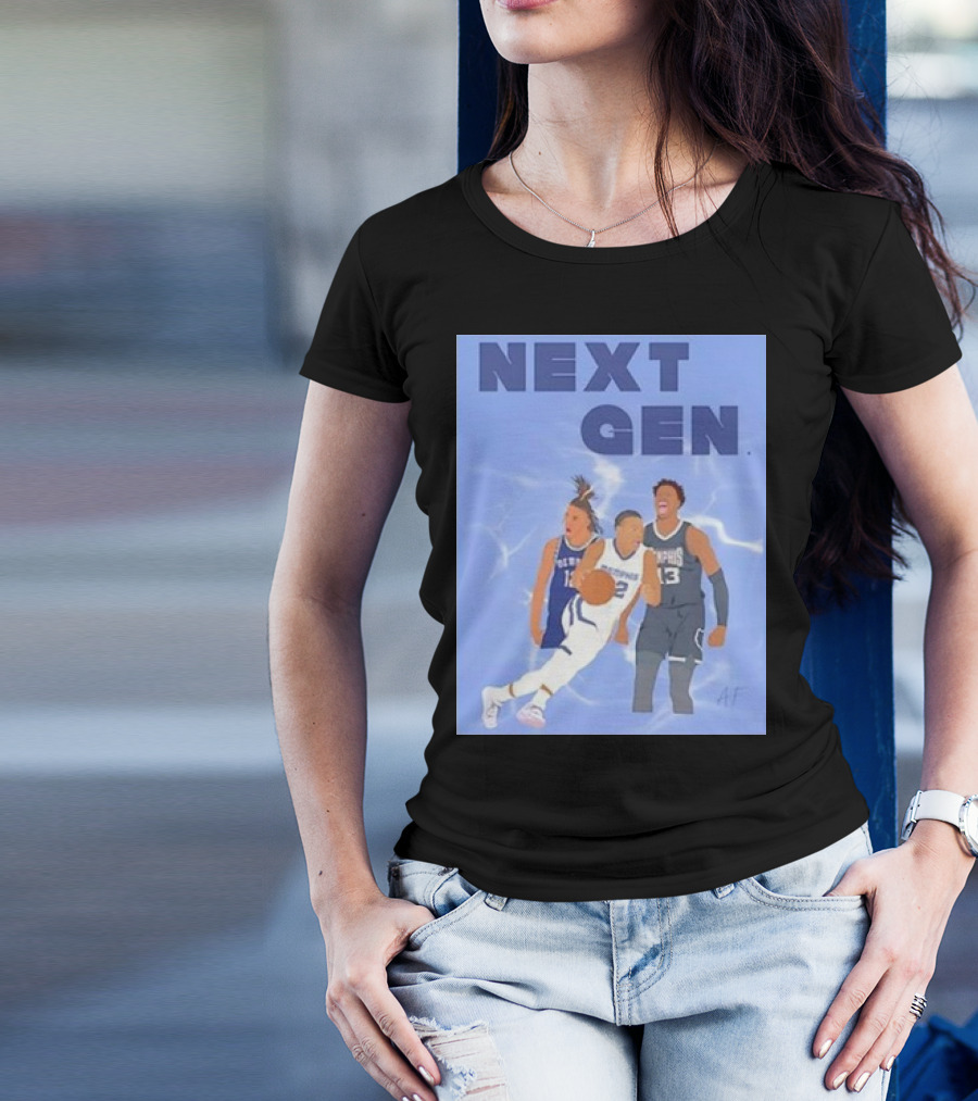 Next Gen Memphis Tigers Basketball Players Action Scene T-Shirt