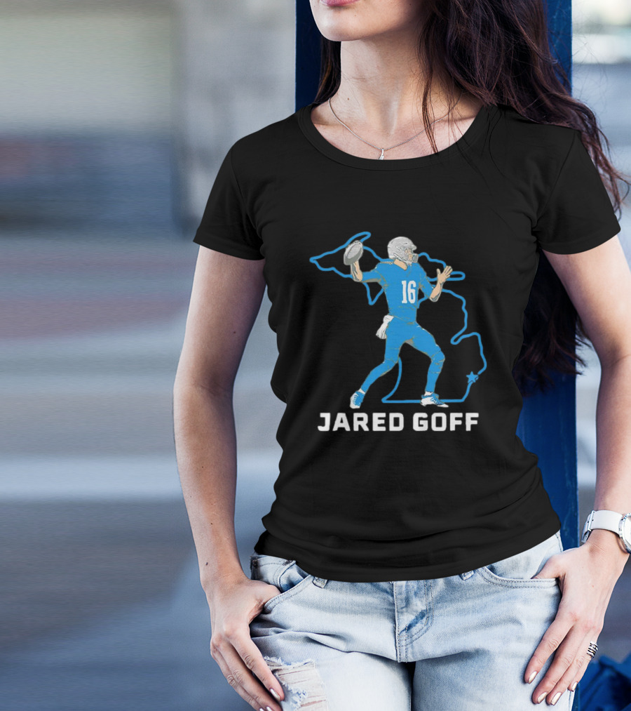 Jared Goff Detroit Football Star Quarterback Michigan Outline T-Shirt