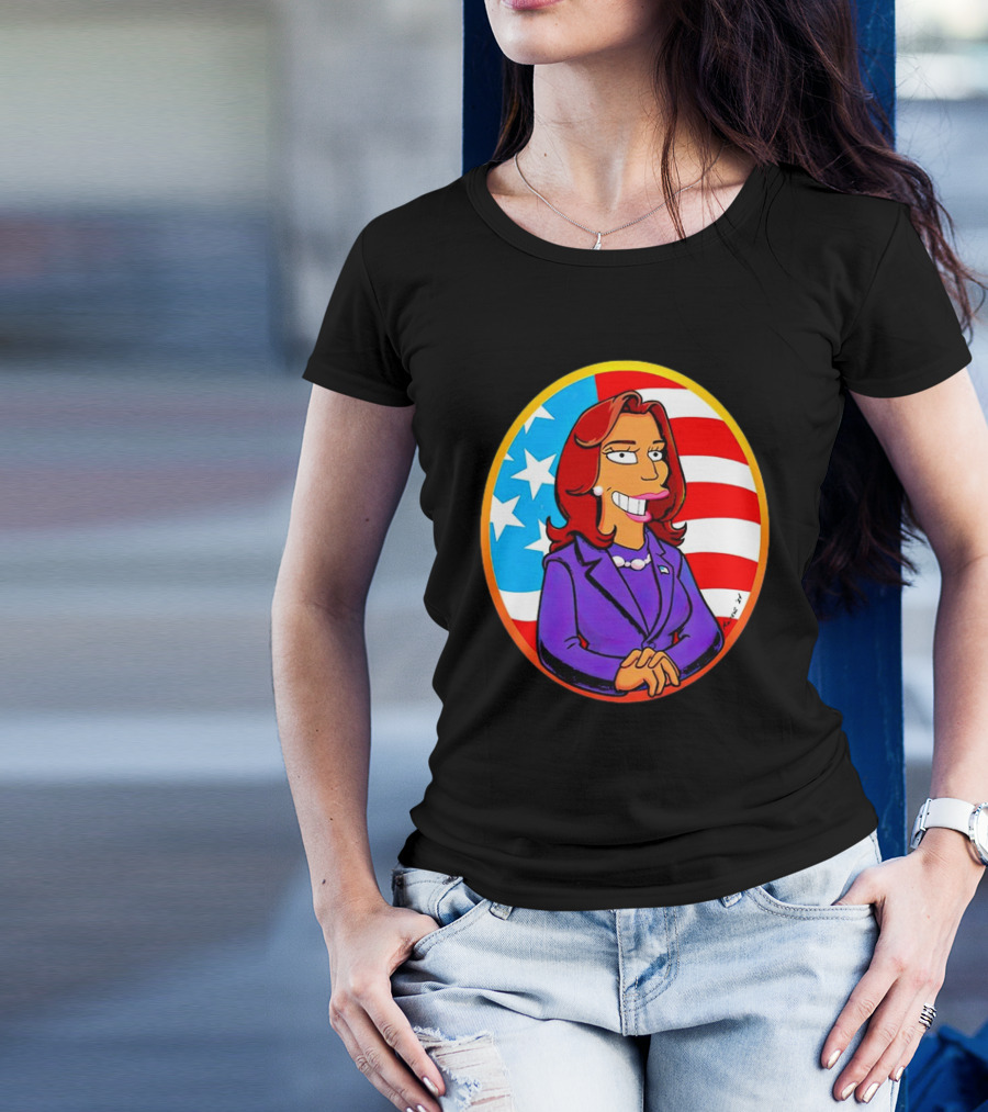 Anna Maltese Kamala Devi Harris Cartoon Character American Flag T-Shirt