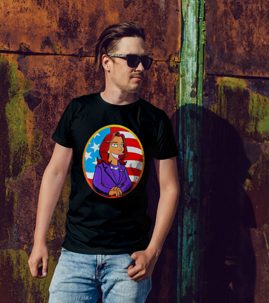 Anna Maltese Kamala Devi Harris Cartoon Character American Flag T-Shirt
