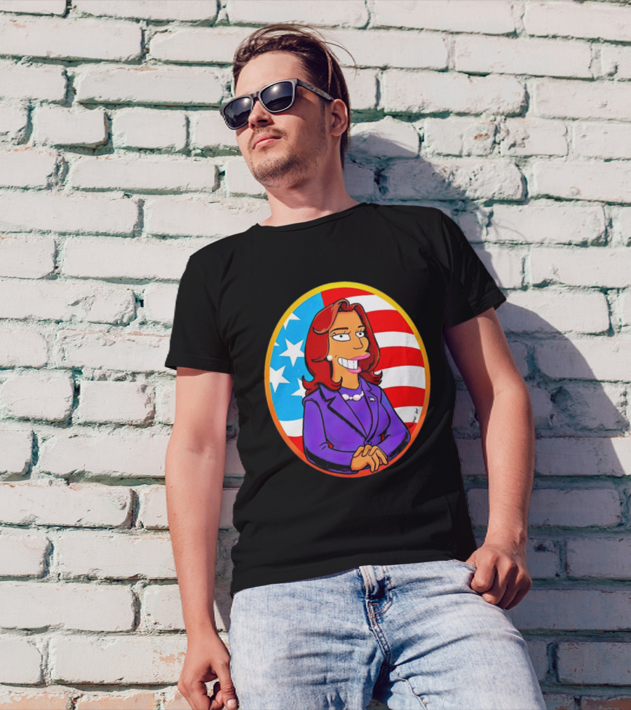 Anna Maltese Kamala Devi Harris Cartoon Character American Flag T-Shirt