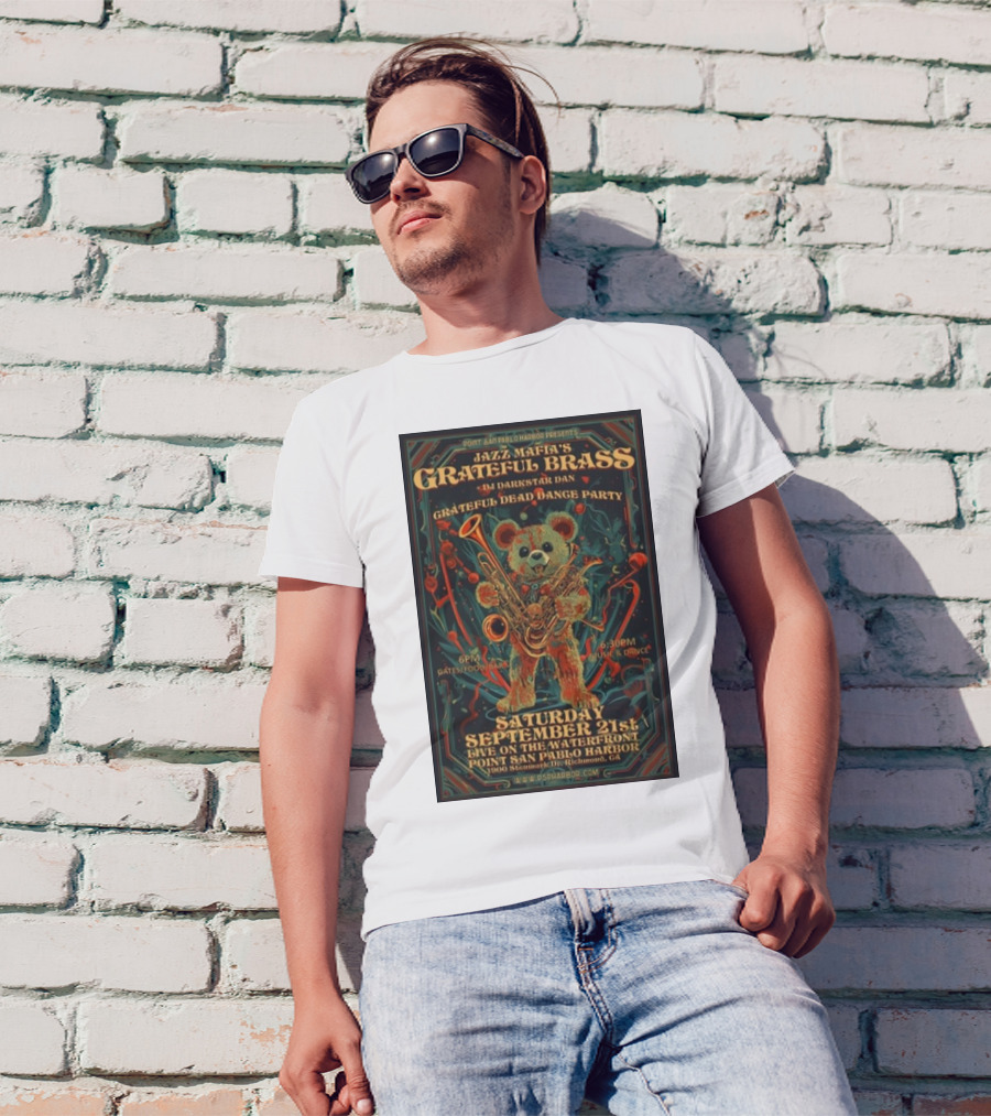 Jazz Mafia’s Grateful Brass Grateful Dead Dance Party With Darkstar Dan September 21st 2024 Point San Pablo Harbor Richmond CA T-Shirt