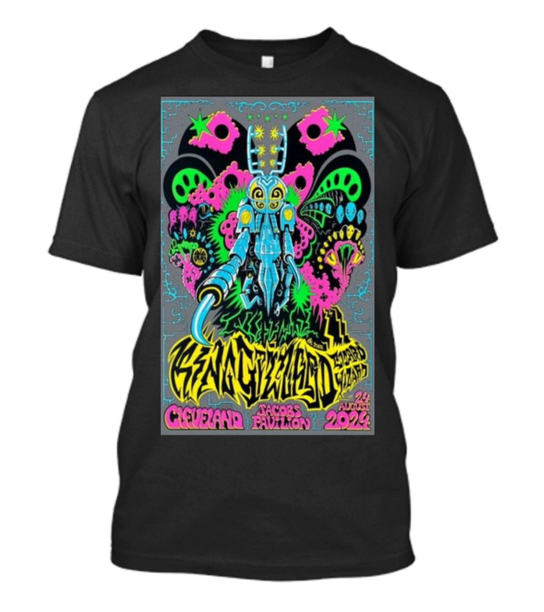 King Gizzard And The Lizard Wizard Jacobs Pavilion Cleveland August 24 2024 Psychedelic Robot T-Shirt