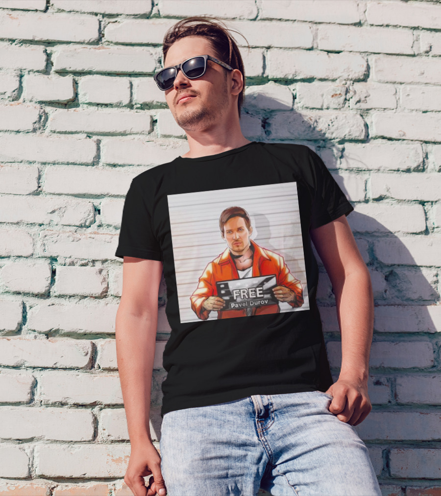 Free Pavel Durov Mugshot Cartoon T-Shirt
