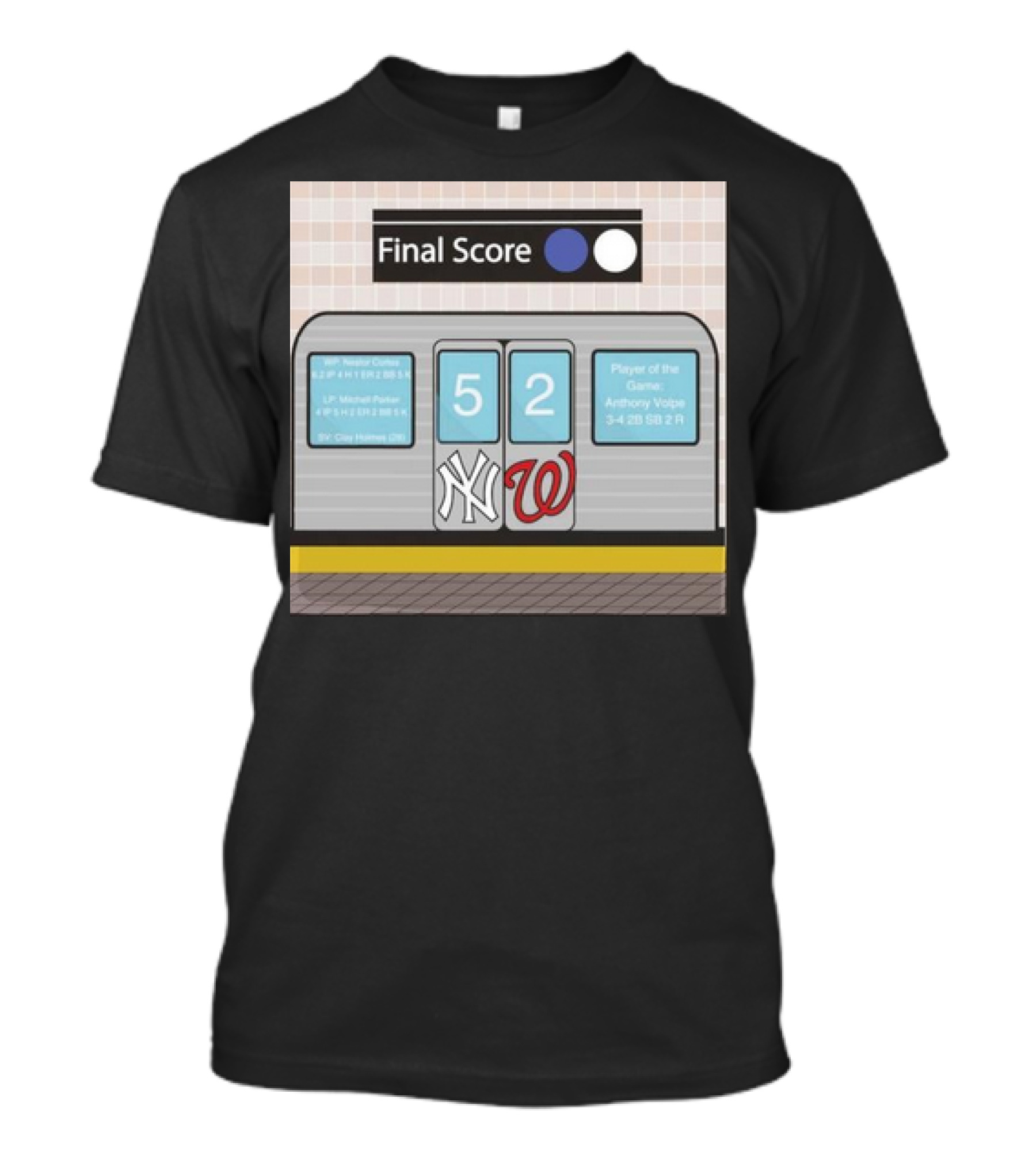 Final Score NY Yankees 5 Washington Nationals 2 Subway Style With Player Of The Game Anthony Volpe T-Shirt