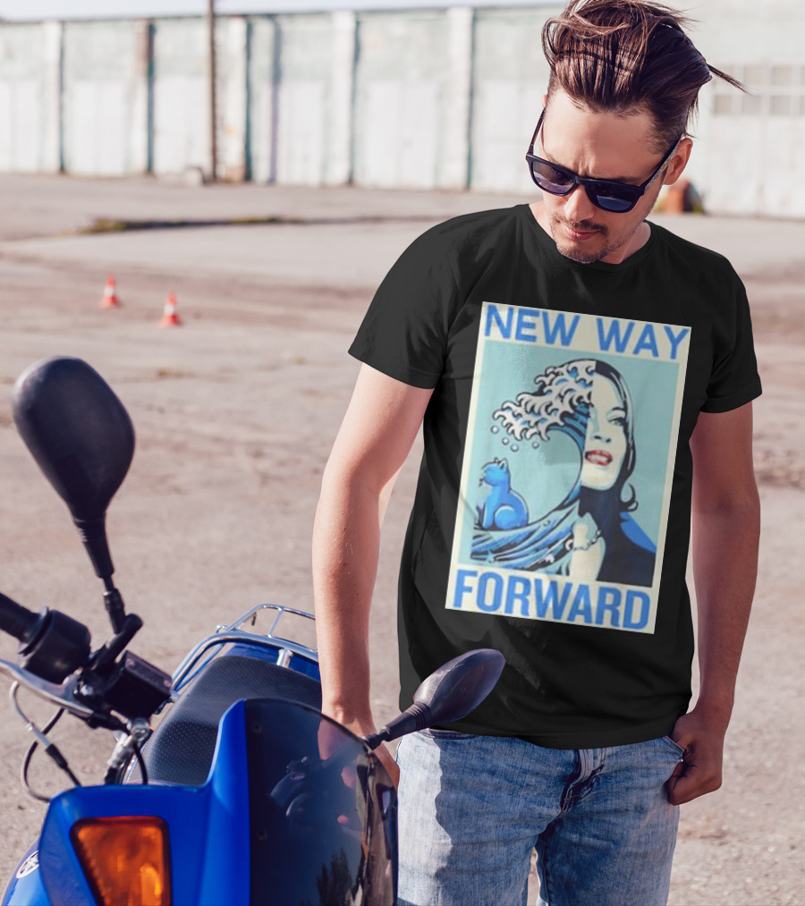 Kamala Harris New Way Forward Blue Wave Cat T-Shirt