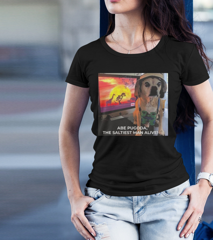 Abe Pugoda The Saltiest Man Alive Funny Pug Safari Adventure T-Shirt