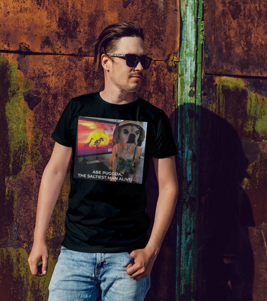 Abe Pugoda The Saltiest Man Alive Funny Pug Safari Adventure T-Shirt