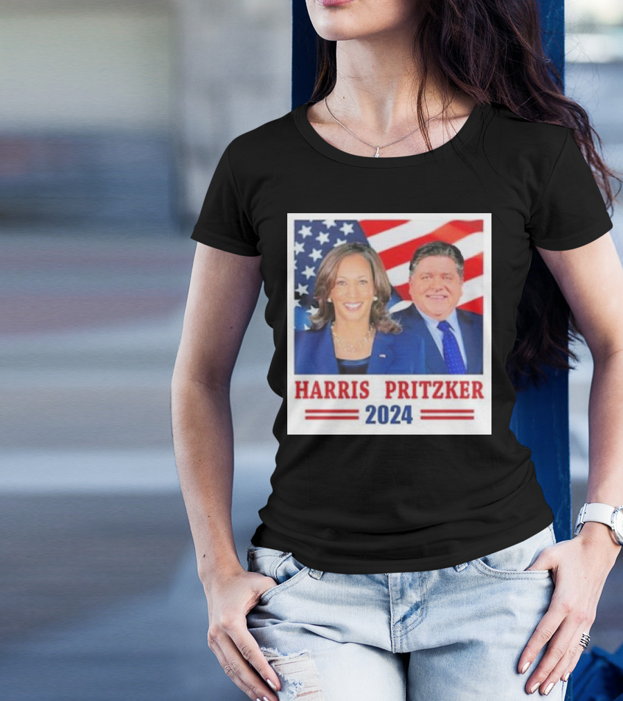 Harris Pritzker 2024 USA Flag Election Campaign T-Shirt