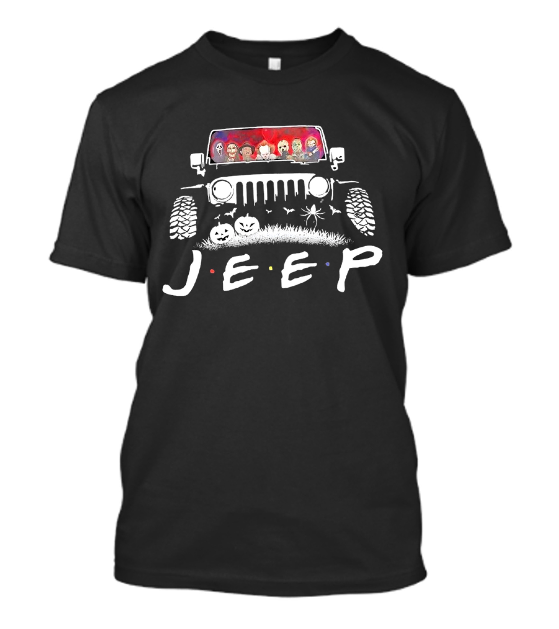 Jeep Halloween Horror Characters Passenger View T-Shirt