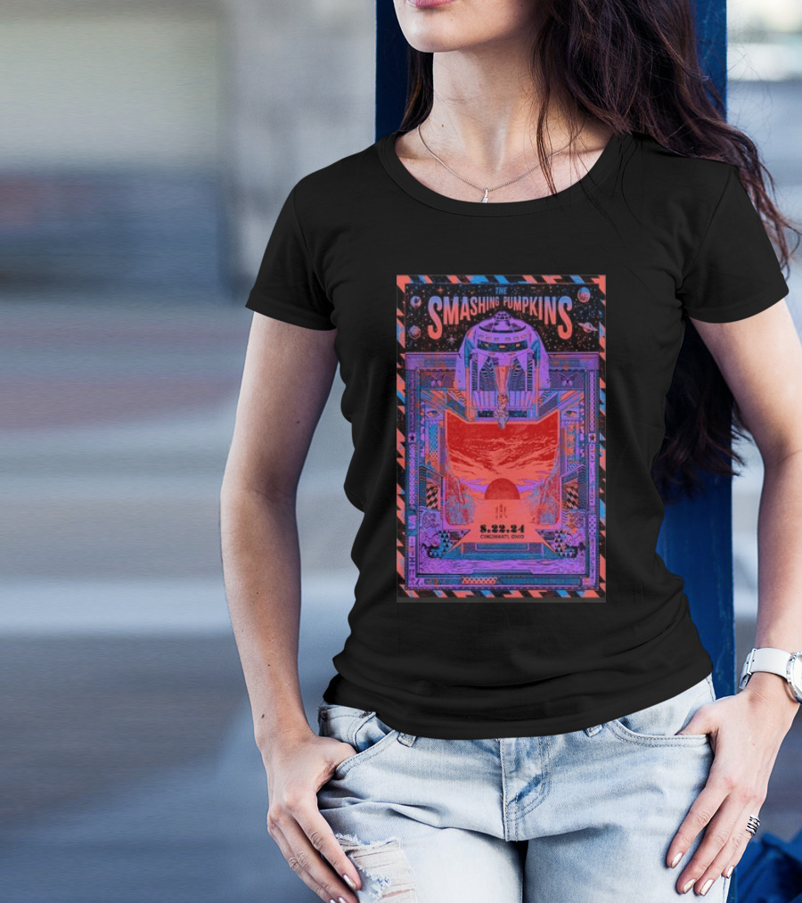 The Smashing Pumpkins August 22 2024 Cincinnati Ohio Tour Poster Sci-Fi T-Shirt