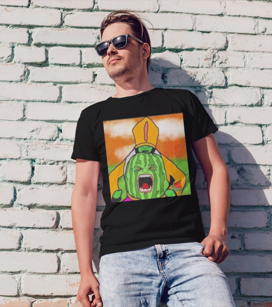 Angry Watermelon Priest In Colorful Robes T-Shirt