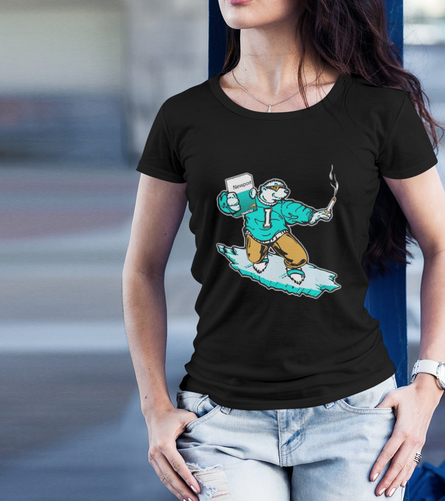 Newport Cigarettes Icee Bear Smoking Hockey T-Shirt