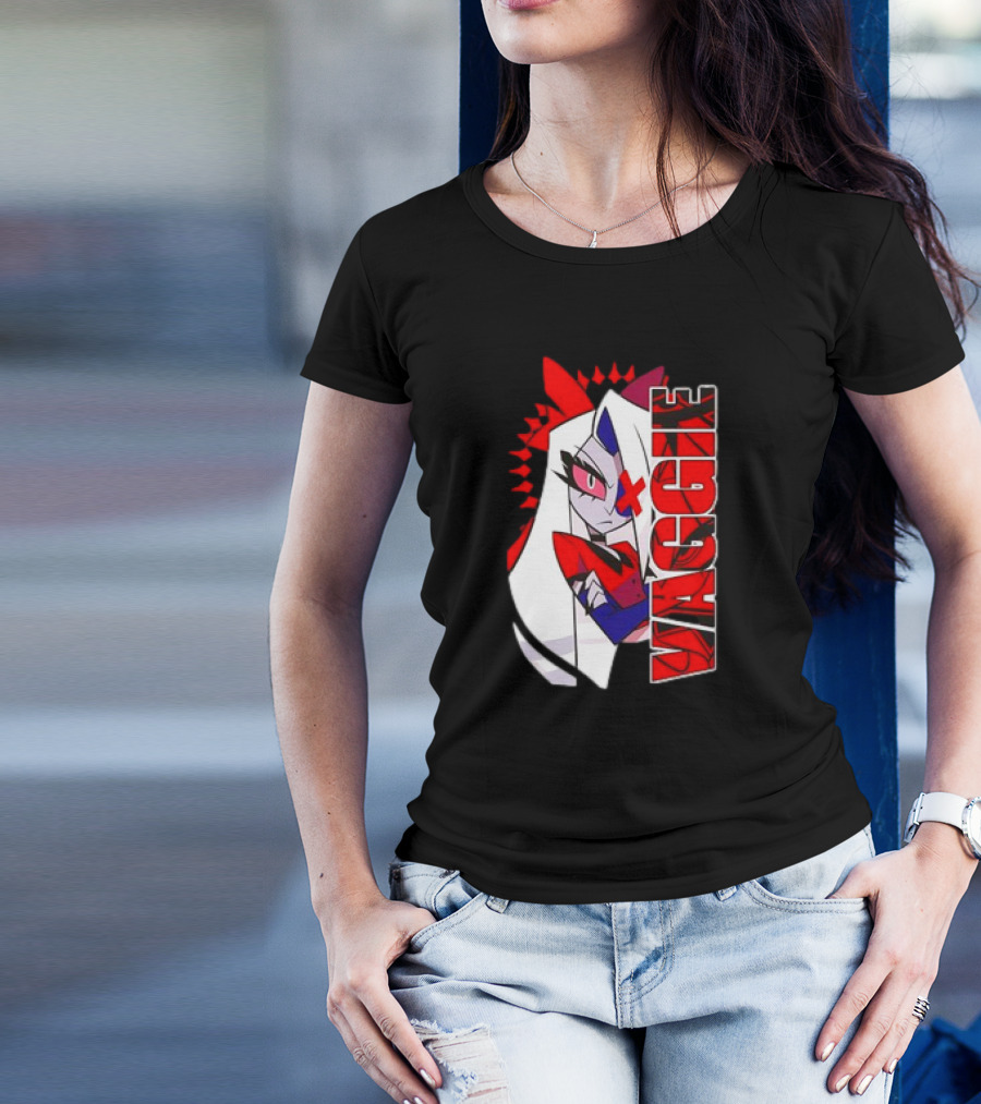 Hozier Hazbin Hotel Vaggie Character Red And White T-Shirt