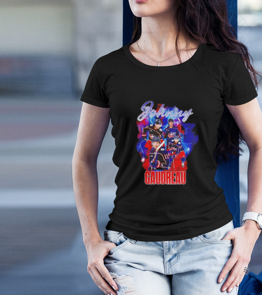 Johnny Gaudreau Columbus Blue Jackets Lightning Action T-Shirt