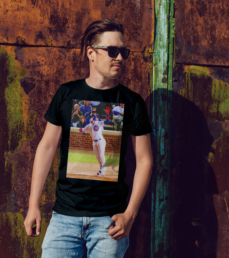 Javy Baez Chicago Cubs Blows A Bubble Hitting Second Home Run Baseball Action T-Shirt