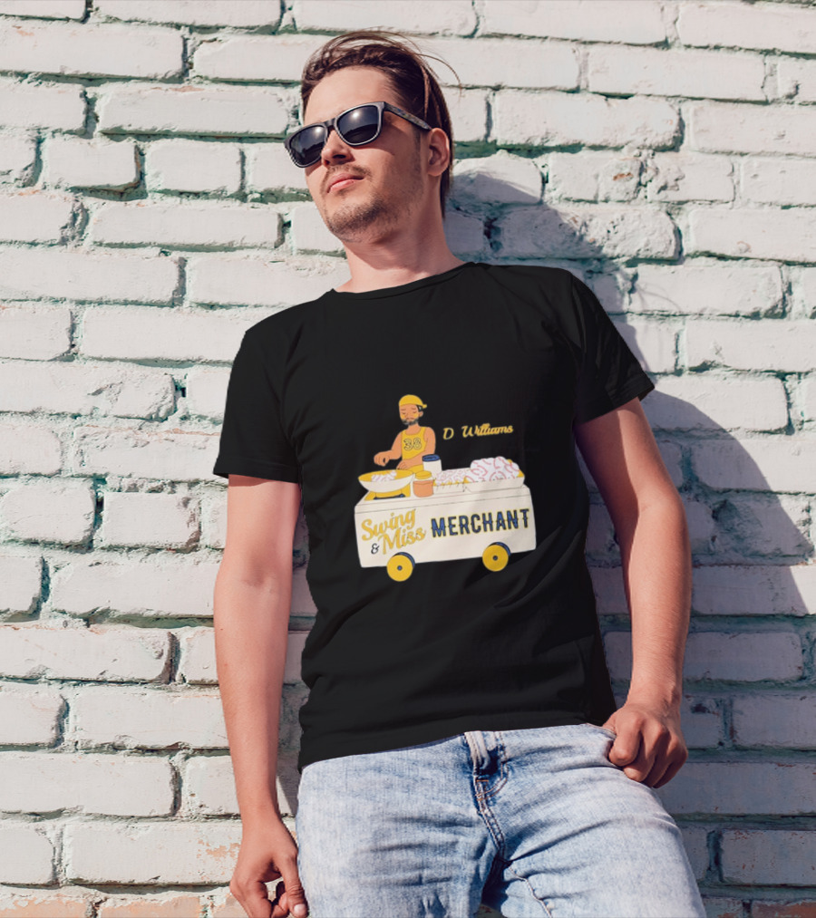 Devin Williams Swing And Miss Merchant Milwaukee Brewers Cartoon Baseball 38 T-Shirt