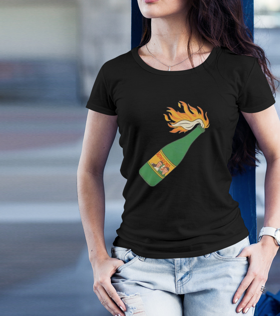 Kneecap Flaming Buckfast Molotov Bottle Green T-Shirt