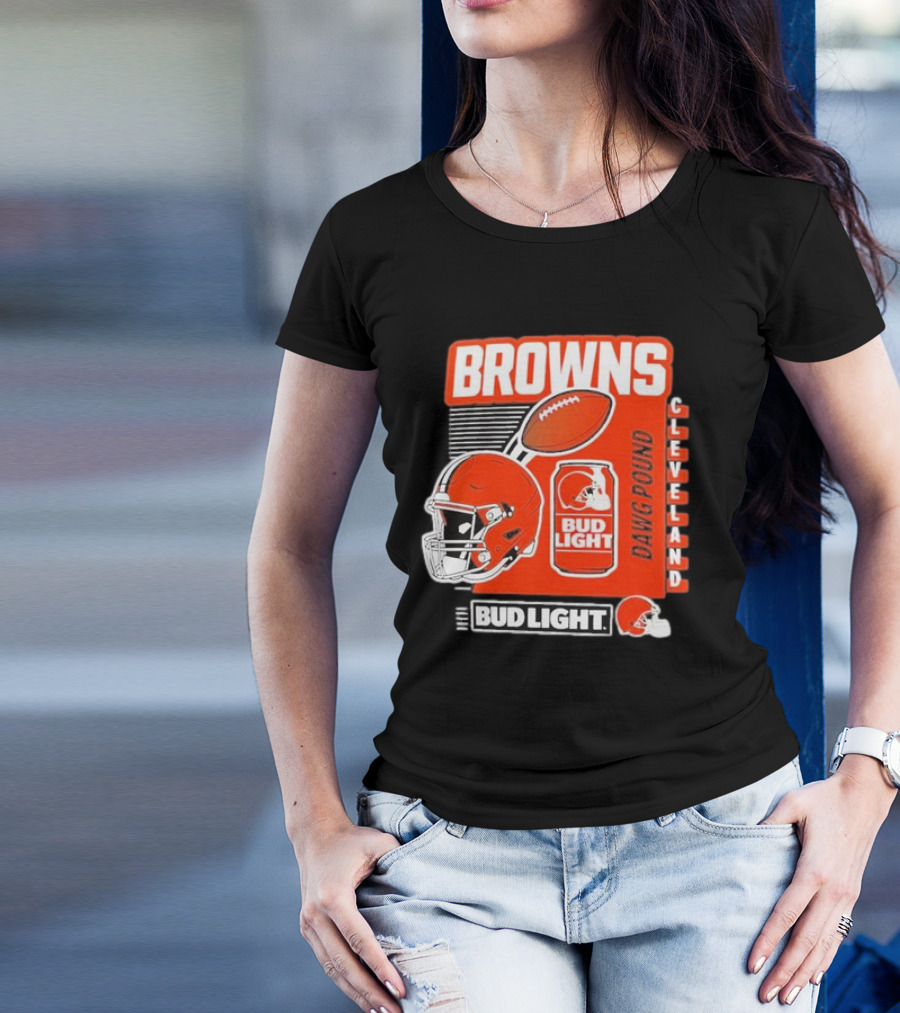 Browns Cleveland Bud Light Dawg Pound Football Helmet T-Shirt