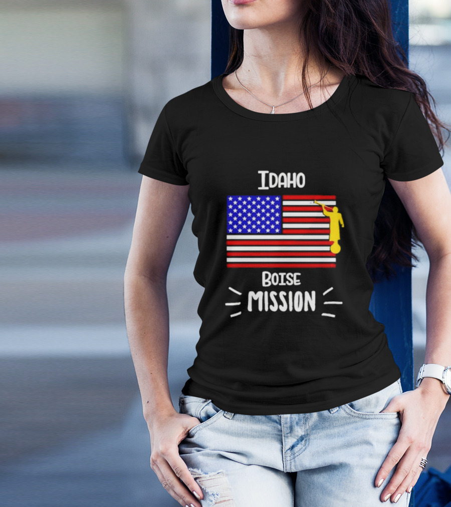 Idaho Boise Mission US Flag With Angel Moroni T-Shirt