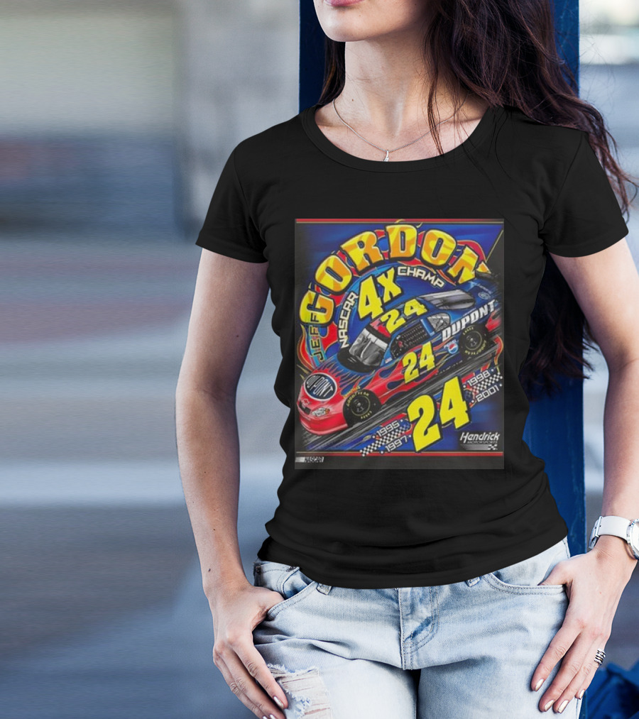 Jeff Gordon #24 Dupont NASCAR 4X Champ 1995-1997-1998-2001 Hendrick Racing T-Shirt