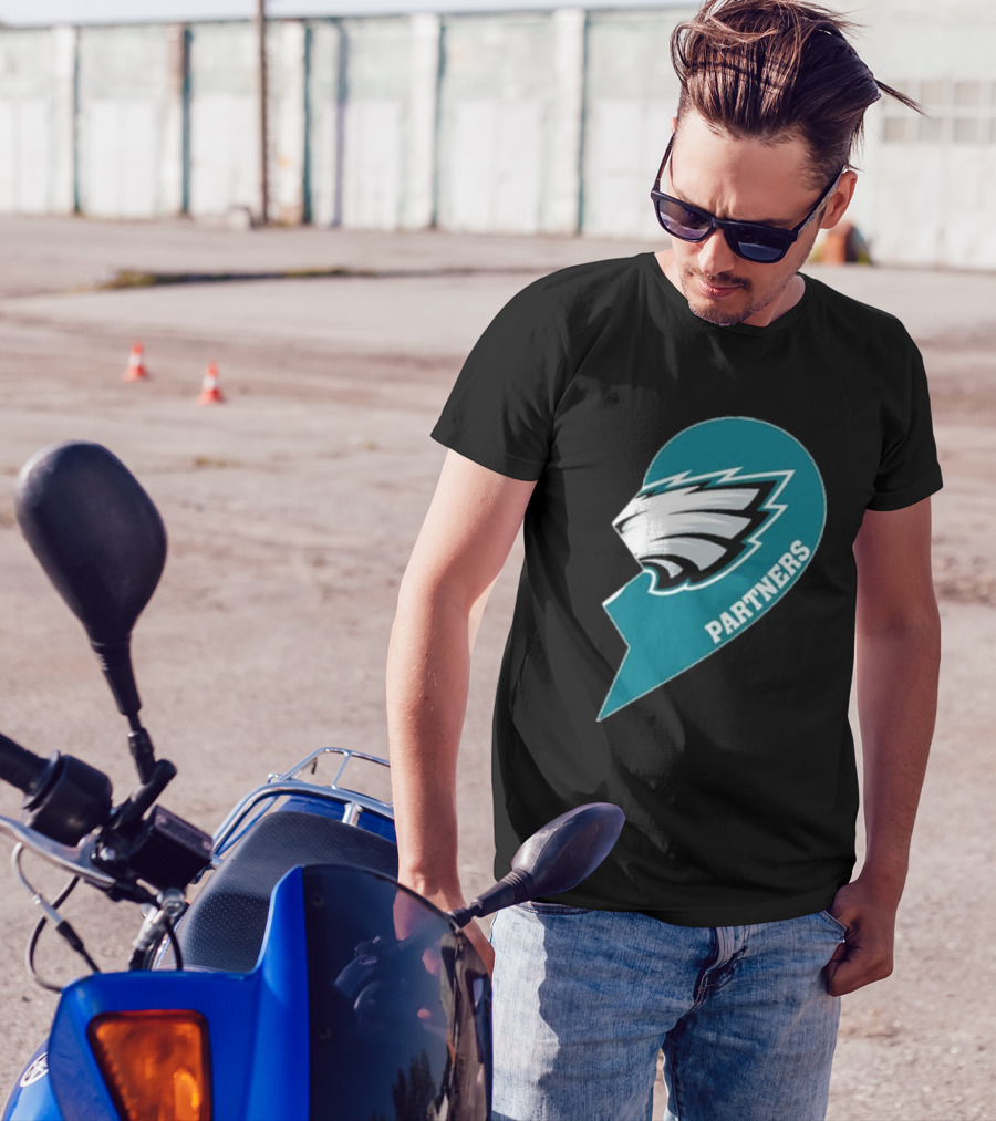 Philadelphia Eagles Partners Logo Half Heart T-Shirt