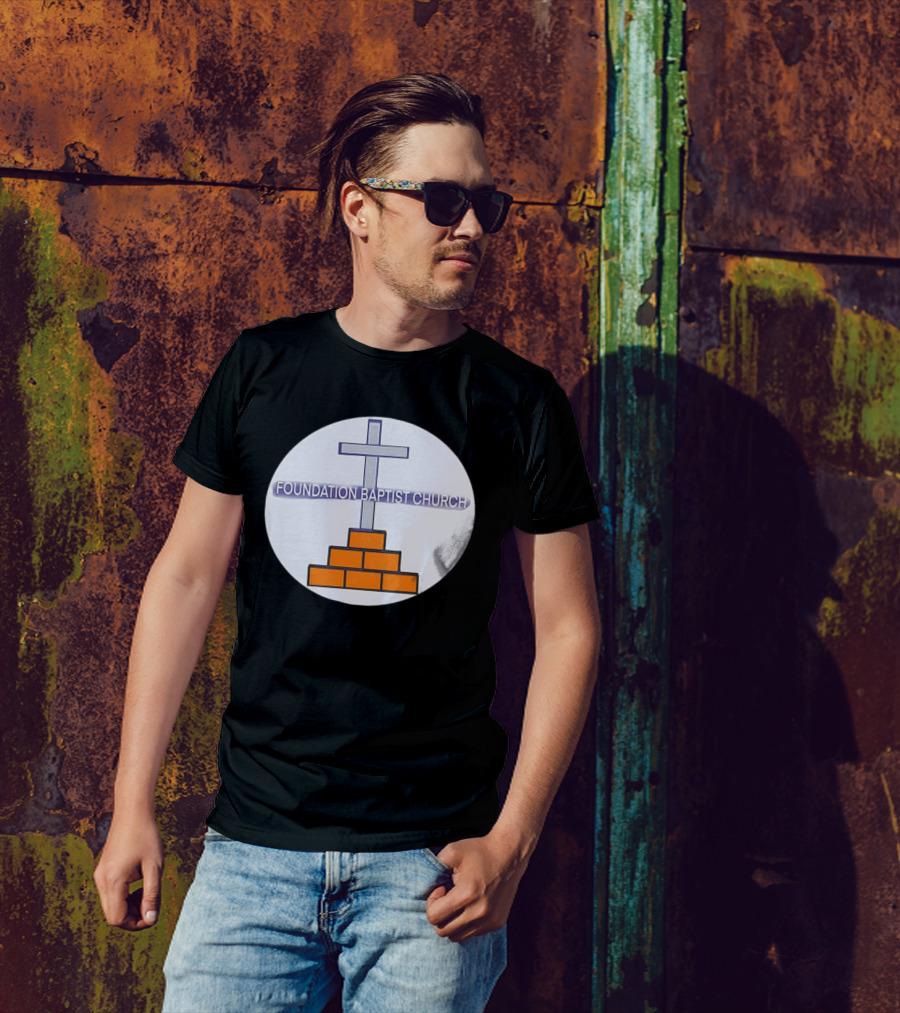 Foundation Baptist Church Cross And Brick Emblem T-Shirt